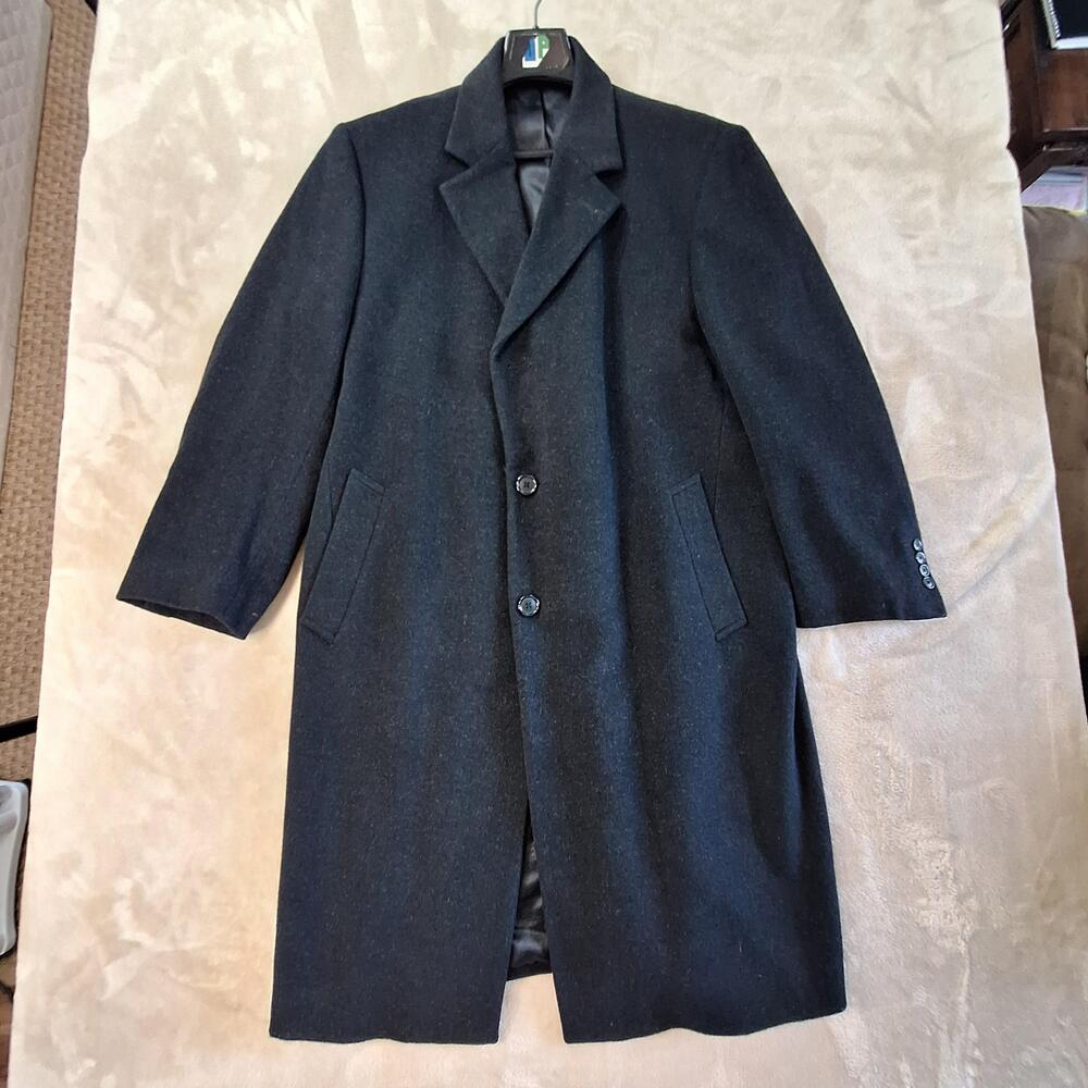 Nautica Coat Mens 42S Gray Wool Cashmere Overcoat 3 Button Single Vent Lined